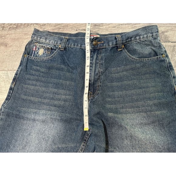 VTG Phat Farm Shorts Mens 38 Blue Denim Baggy Embroidered Hip Hop Y2K Jnco Style - Picture 11 of 12
